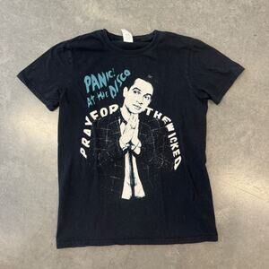 Vintage Y2K Panic! At The Disco Pray For The Wicked Grunge Tour Black Band Tee S